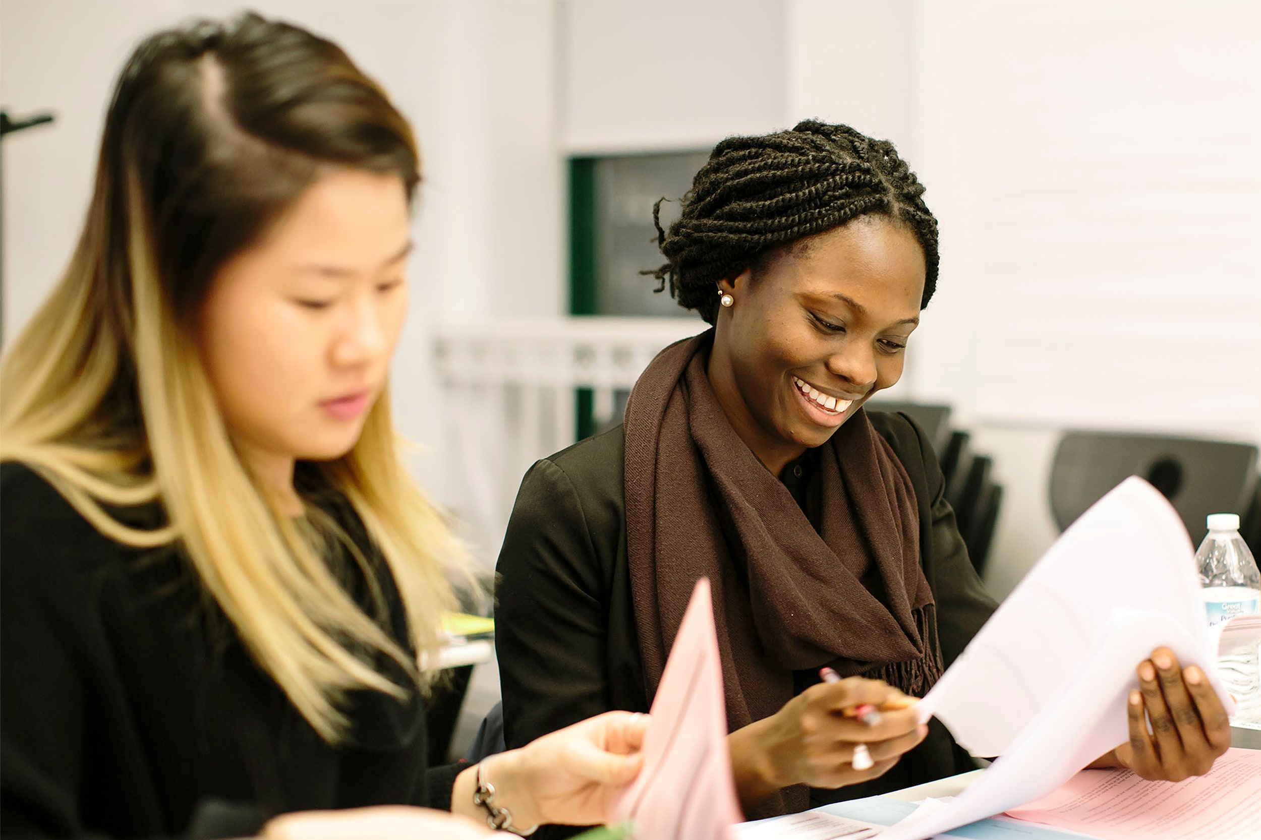 Relay students in library